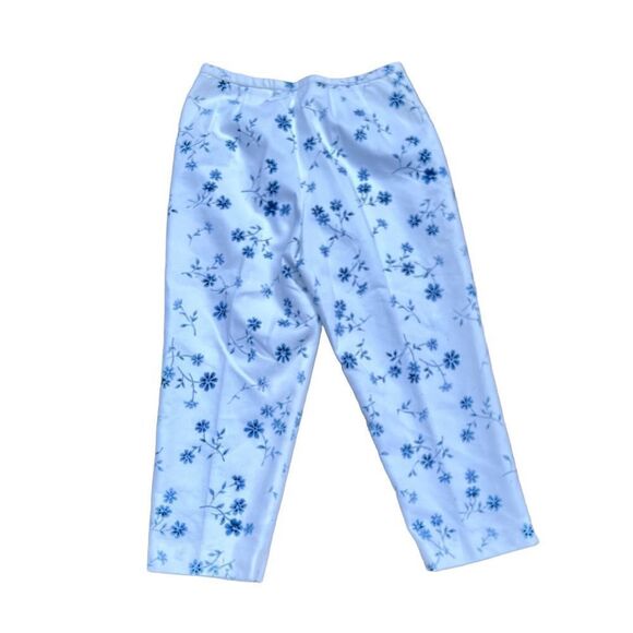 PENDLETON White Pants W/Blue Flower Print Size 16 - Picture 3 of 6